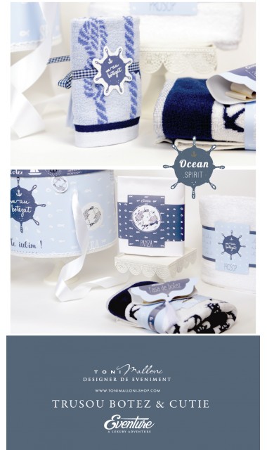 Trusou de botez brodat cu elemente nautice, navy, Ocean 3